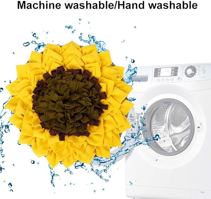 Snuffle Mat for Dogs, Dog Feeding Mat, Dog Puzzle Toys, for Encourgaing Natural Foraging Skills for Cats Dogs (Sunflower) (A)