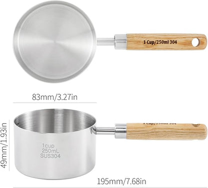Stainless Steel Pet Food Scoop – 1 Cup Measuring Cup for Dogs & Cats, 304 Stainless Steel, with Precision Scale Markings (1Cup(250ml))