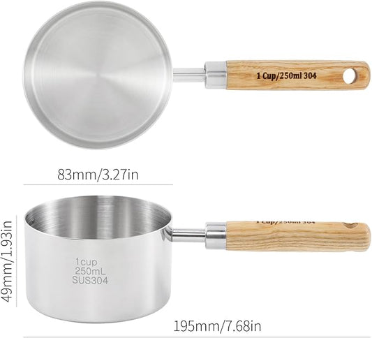 Stainless Steel Pet Food Scoop – 1 Cup Measuring Cup for Dogs & Cats, 304 Stainless Steel, with Precision Scale Markings (1Cup(250ml))