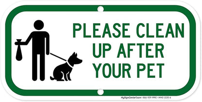 Please Clean Up After Your Pet Sign, 6" x 12" 0.40 Aluminum, Fade Resistance, Indoor/Outdoor Use, USA MADE By My Sign Center