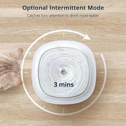 Cat Water Fountain with Wireless Pump, 68oz/2L Ultra Quiet Cat Fountain, Automatic Pet Drinking Fountain for Cats Dogs Inside with 2 Flow Modes, LED Light Indicator, Filter Included,White