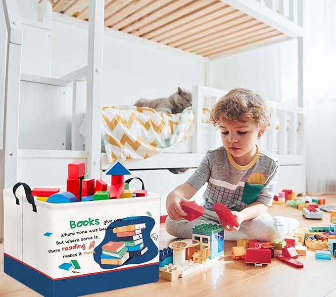 Rectangular Kids Storage Bin Gift Basket Baby Organizer Cute Kids Toy Bin Room Decor(Book)