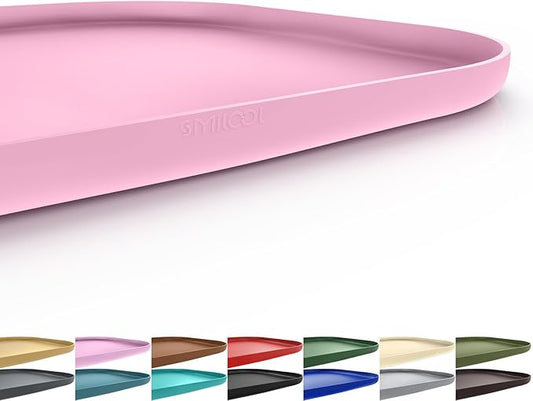 Silicone Pet Food Mat with Raised Edge for Food and Water Bowl, Dog Feeding Mats, Cat Food Trays for Floor Waterproof, Rubber Tray for Dogs and Cats, 22 x 14 x 0.8 Pink