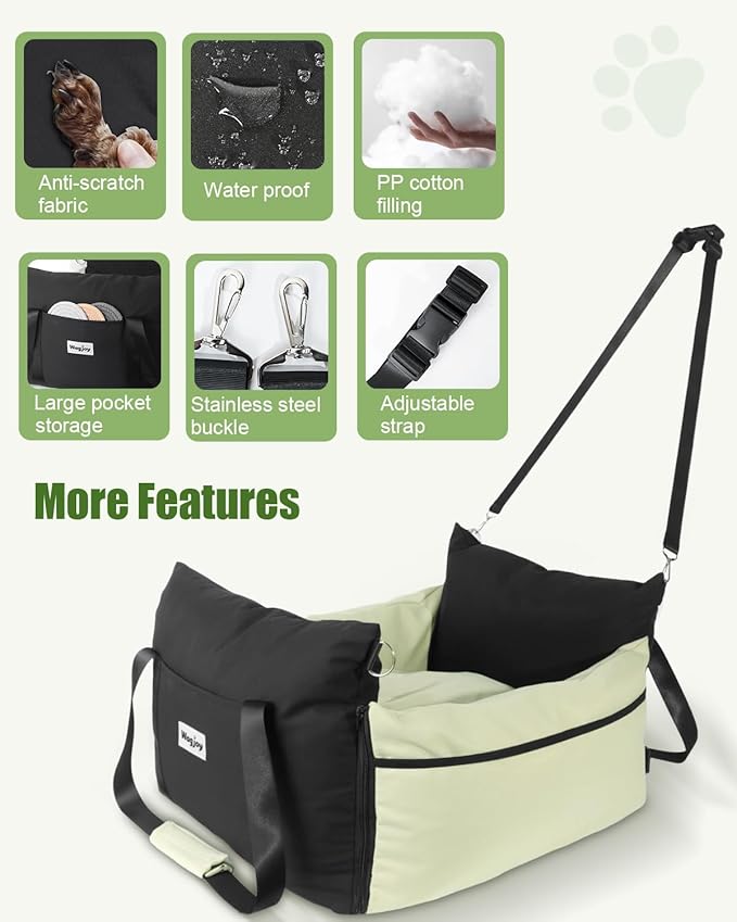 Dog Carseat for Small Dogs – Harness-Compatible Pet Travel Accessory, Portable Travel Bed & Pet Car Carrier Bag, Easy Install, Washable Dog Booster Seat for Small Dogs