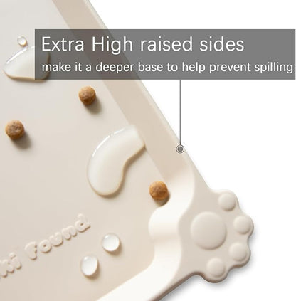 Hoki Found Silicone Pet Food Mat Tray - High-Lips Dog and Cat Bowl Mat - Waterproof Feeding Mat for Floors - Papayawhip
