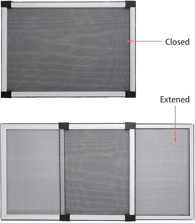 FLYZZZ Adjustable Window Screen Horizontal (19.68"H x 28"-52"W) 1 Pack Expandable Window Screen Large Replacement for Home