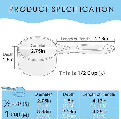 Super Design 1/2 Cup Dog Food Scoop for Container Melamine Measuring Scoop for Dogs Cats Birds and Rabbits Pet Food Feeding Scoop Dishwasher Safe - Baby Blue
