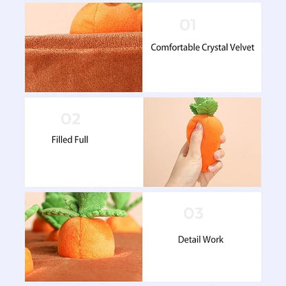 Carrot Dog Toys-Carrot Snuffle Mat for Dogs,Interactive Dog Plush Puzzle Toys,2 in 1 Non-Slip Nosework Feed Games Pet Stress Relief with 12 Carrots