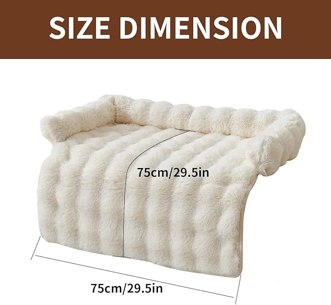 Luxurious Cozy Dog Couch Bed, Washable Removable Calming Pet Sofa Cover, Fluffy Plush Dog Mat for Furniture Protector and Car (Dark Gray)