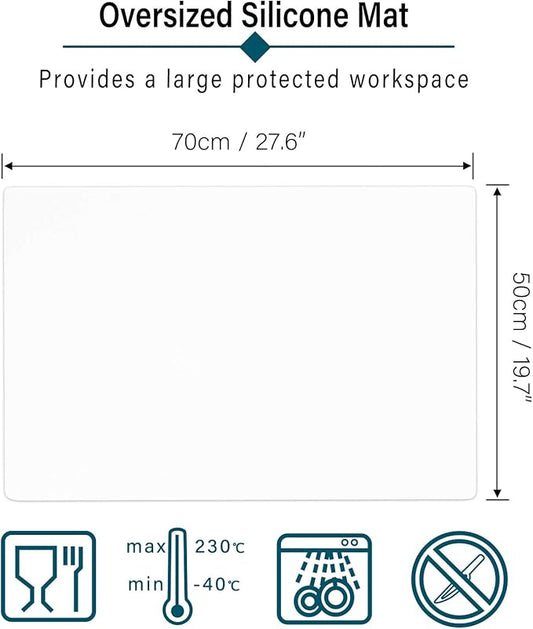 Gartful Oversize Transparent Silicone Mat, Countertop Protector, 27.6X 19.7 inches Silicone Sheet for Crafts Resin Jewelry Casting Mat Pad Nonstick Table Placemat