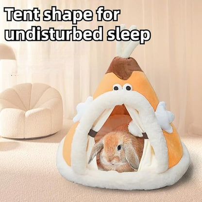 Rabbit Cave Bed, Comfortable Triangle Pet Teepee, Holiday Bunny Cave House and Bed, Extremely Cozy and Warm Tent for Cat Rabbit and Small Dog (Grey B,Small)