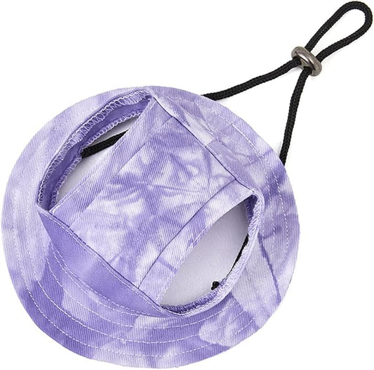 Round Brim Princess Hat Visor Hat Pet Dog Mesh Porous Sun Hat with Ear Holes for Small, Extra Small Dog Teddy, Pug, Chihuahua, Shih Tzu, Yorkshire Terriers, Papillon T-Purple M