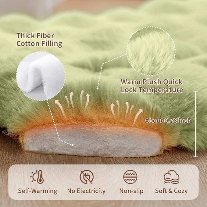 Large Dog Bed Mat, Extra Large Plush Faux Fur Washable Pet Bed for Large Dogs, Non-Slip Fluffy Dog Mat – Machine Washable XL Dog Sleeping Pad for Large Breeds, 35 x 27 Inch Green