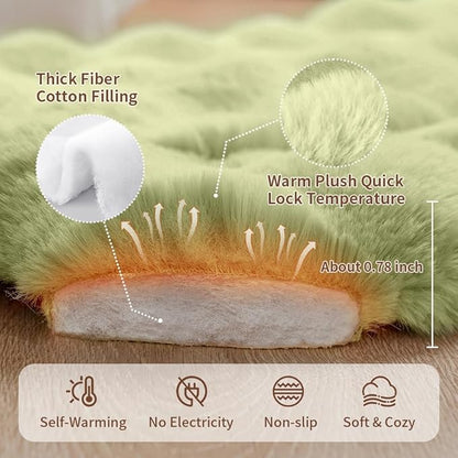 Large Dog Bed Mat, Extra Large Plush Faux Fur Washable Pet Bed for Large Dogs, Non-Slip Fluffy Dog Mat – Machine Washable XL Dog Sleeping Pad for Large Breeds, 35 x 27 Inch Green
