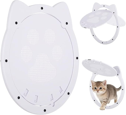 Cat Door for Screen Door, Cat Screen Door, Pet Screen Doors with Lockable Magnetic Flap for Doggy and Cat Door, 11.42 x 8.66 x 0.39in (White)