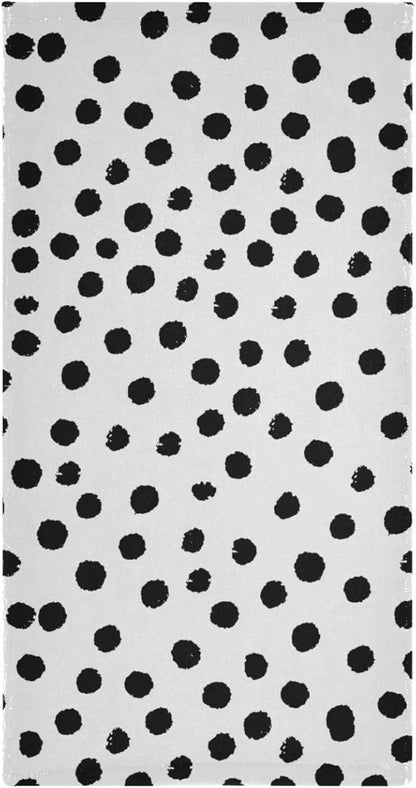 2 Pack Black White Polka Dots Hand Towels for Bathroom,Soft Absorbent Boho Black Spots Doodle Kitchen Dish Towels,Modern Decorative Guest Bathroom Towels for Bath,Face,Shower,Gym 14"x28"