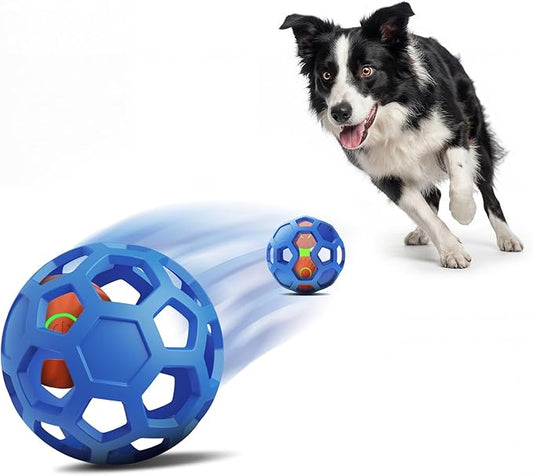 Unique Interactive Dog Toy with Ball-in-Ball Design, 4X Durable Rubber Outer Shell & Inner Smart Automatic Bouncing Ball to Keep Them Busy, Fetch&Puzzle&Chew Toys for Medium, Large High Energy Dogs