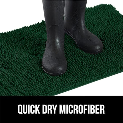 GORILLA GRIP SoakSTOPPER Dog Door Mat, 30x20 Machine Washable Rug Absorbent Doormat Captures Moisture Mud Dirt, Quick Dry Soft Chenille Entryway Rugs Indoor Entrance Mats for Dog Paws, Deep Green
