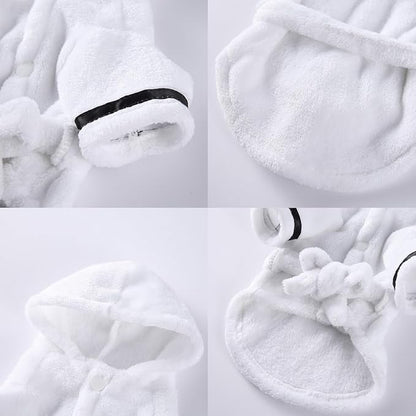 Dog Bathrobe Small Dog Luxury Soft Flannel Pajamas Puppy Quick Drying Bath Robe Pet Hooded Nightwear Dog Super Absorbent Towel for Small Dogs Cats