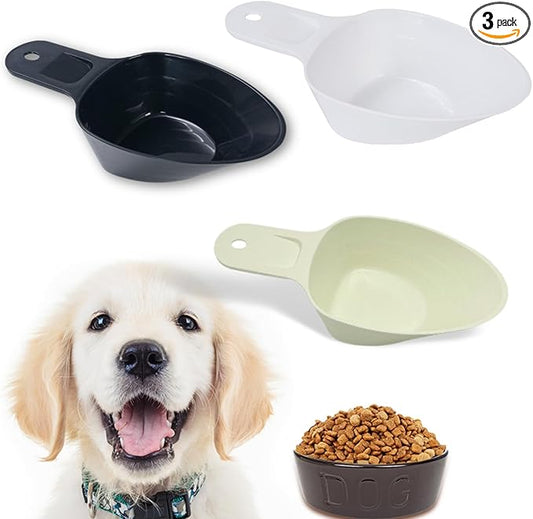 3PCS Dog Food Scoop 1 Cup, Plastic Pet Food Scoop with Measuring Lines 1/2 Cup 1/4 Cup for Dogs Cats Birds and Rabbits