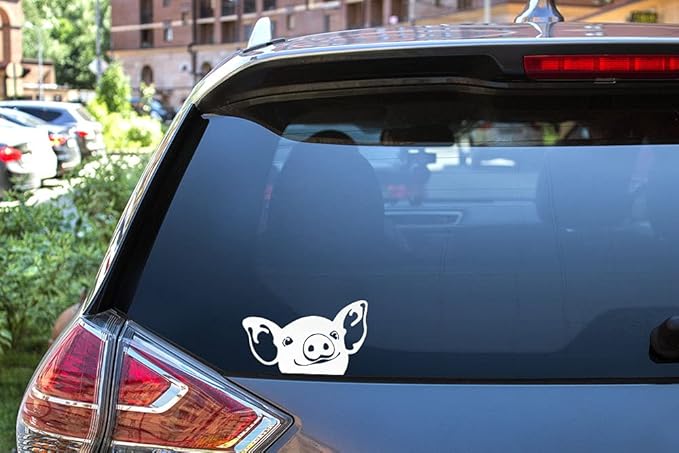 WIRESTER 6 inch Clear Vinyl Decal Sticker Decoration for Car Window (Or Any Flat Surface) - Baby Pig (S2)