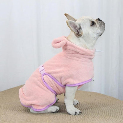 Dog Drying Coat with Hood, Adjustable Soft Wrap Bathrobe with Buckle, Super Absorbent Fast Drying Tower for Small, Medium, Large Dog Cats (Large, Pink)