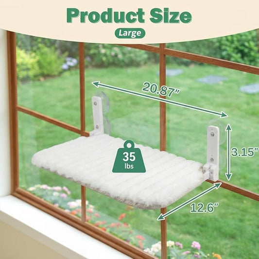 Smttzion Cat Window Perch for Large Cats, Heavy Duty Window Hammock Seat with Strong Suction Cups, Foldable Cat Window Box Bed for Indoor Cats