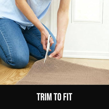 GORILLA GRIP Premium Dual Sided Extra Thick Rug Gripper Pad for Hardwood Floors, Breathable Slip Resistant Pad Grips Under Carpet Area Rugs for Hard Surface Floor Protection, Easy Trim Mats, 2x3 Beige