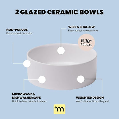 MalsiPree Dog Bowls Elevated & Pet Bowls - Small, Sand Beige - 45° Tilt Stand with Splash Guard - Dog Feeding Station with Ceramic Dishes for Food & Water