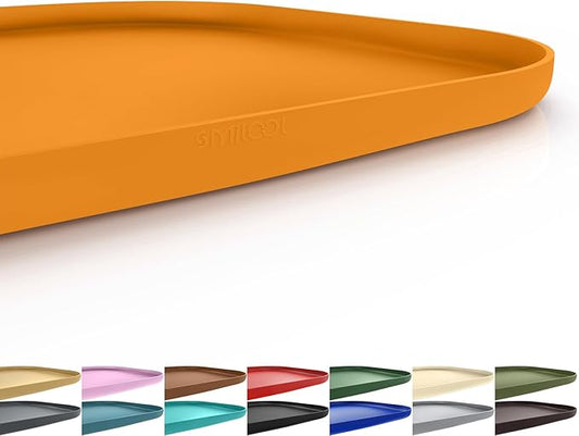 Silicone Pet Food Mat with Raised Edge for Food and Water Bowl, Dog Feeding Mats, Cat Food Trays for Floor Waterproof, Rubber Tray for Dogs and Cats, 24 x 16 x 0.8 Orange