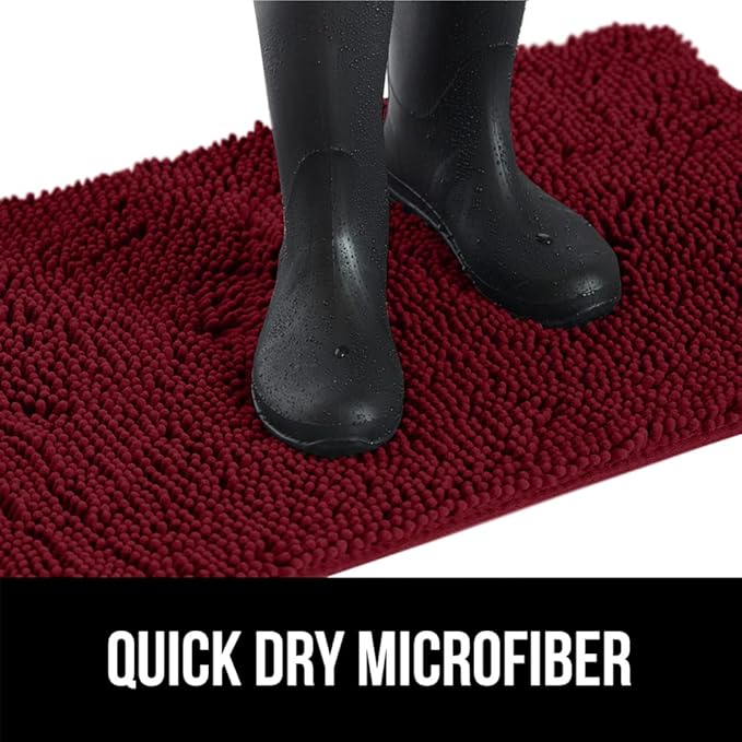 GORILLA GRIP SoakSTOPPER Dog Door Mat, 60x36 Machine Washable Rug Absorbent Doormat Captures Moisture Mud Dirt, Quick Dry Soft Chenille Entryway Rugs Indoor Entrance Mats for Dog Paws, Burgundy