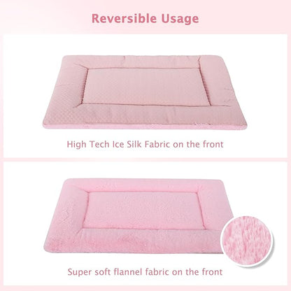 Dog Bed Mat, Crate Pad Reversible,Soft Kennel Pad, Washable Crate Mat (Cool and Warm),Pet Sleeping Mattress for Small Medium Dogs XB009