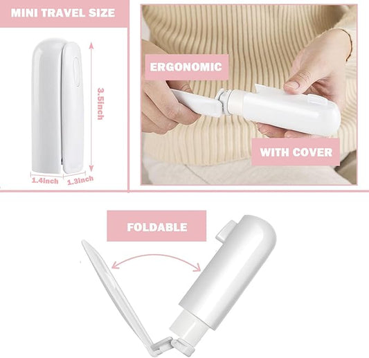 Mini Travel Lint Roller with 150 Sticky Sheets, Compact Portable Pet Hair Remover with Cover for Clothes, Travel, Small Foldable Lint Roller for Purse Car Bag Essentials (White)