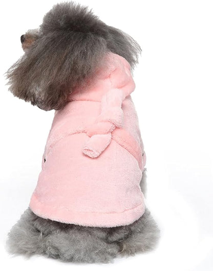 Dog Bathrobe for Small Dogs Winter Luxury Soft Flannel Thickened Hooded Pajamas Quick Drying and Super Absorbent Dog Bath Towel Soft Pet Nightwear for Puppy Small Dogs Cats,Pink