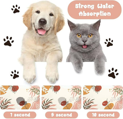Dog Food Mats for Floors Waterproof, Pet Water Bowl Mats Pet Feeding Absorbent Placemats Bohemia Tropical Leaves 16 * 24 inch