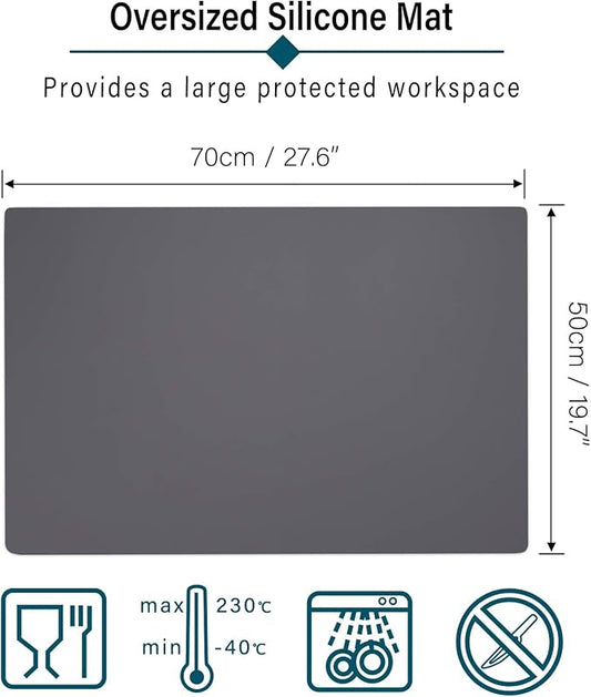 Gartful Silicone Craft Sheet Dark Gray 27.6" x 19.7" - Large Nonstick Nonskid Desk Work Mat & Countertop Protector