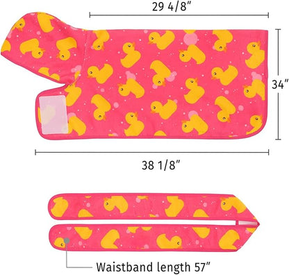 HDE Dog Bathrobe Super Absorbent Quick Drying Puppy Towel Wrap Coat Adjustable After Bath Robes with Hood for Dog Sizes S-XXL Pink Rubber Ducks XXL