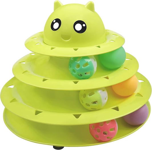 UPSKY Cat Toy Roller 3-Level Turntable Cat Toy Balls with Six Colorful Balls Interactive Kitten Fun Mental Physical Exercise Puzzle Toys
