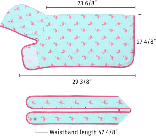 HDE Dog Bathrobe Super Absorbent Quick Drying Puppy Towel Wrap Coat Adjustable After Bath Robes with Hood for Dog Sizes S-XXL Flamingos L