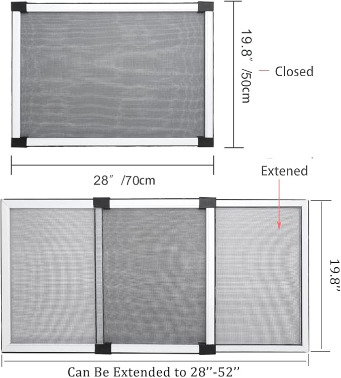 FLYZZZ Expandable Window Screen Large Adjustable Window Screens 19.8''H X 28-52‘’W 5 Pack Replacement Window Screen for Window
