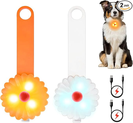 AHJ Dog Collar Light, 2 Pack Dog Safety Lights for Night Walking, USB-C Rechargeable Dog Light Clip-On LED for Kids' Backpacks, Dogs, Runners, Joggers, Cyclists, Camping & Hiking