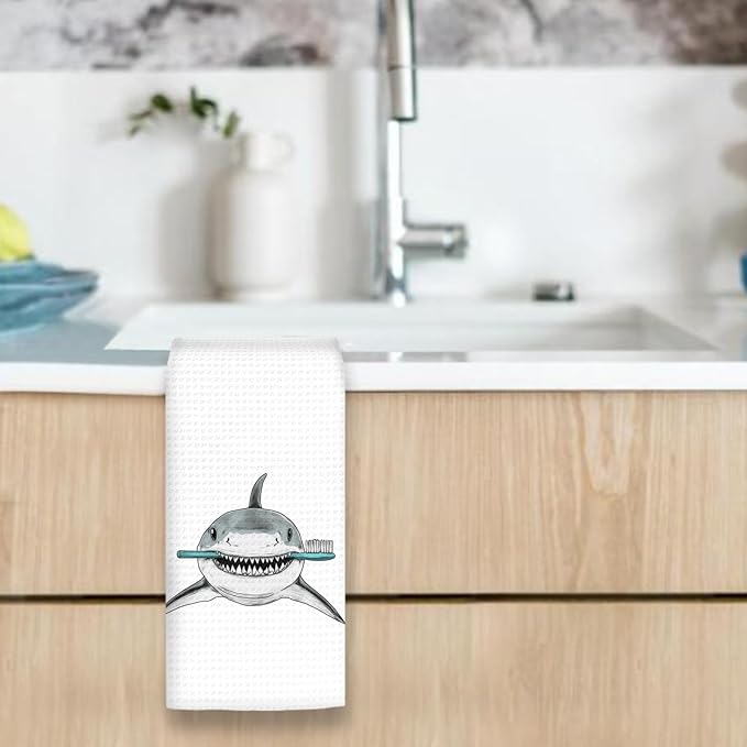 Funny Bathroom Shark Hand Towels, SharkBathroom Decor, SharkGifts for SharkLovers Kids Boys Girls Hand Towels, Shark Kids HandTowels for Bathroom, Sharks Bathrooms Accessories, 16x24In
