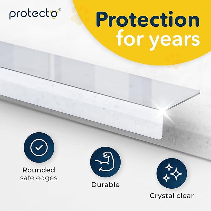 PROTECTO Window Sill Protector from Dogs & Cats, 29.5 x 2.25 Clear Window Guards from Cats Scratching Chewing & Clawing | Keep Your Sills Smooth & Paws Safe | Ultra Strong Window Sill Cover Protection