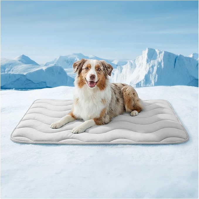 furrybaby Dog Cooling Mat for Large Dogs, 35"x28" Self Cooling Pet Cooling Mat for Dogs & Cats, QMAX>0.5, Thickened Cool Fiber, Cooling pad for Dog Bed, Durable Portable Indoor/Outdoor Summer,Grey