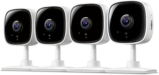 Tapo 1080P Indoor Wired Security Camera - Works as a Baby & Pet Monitor, Motion Detection, 2-Way Audio, Siren, Night Vision, Subscription-Free Local or Optional Cloud, Works with Alexa, C100(4-Pack)
