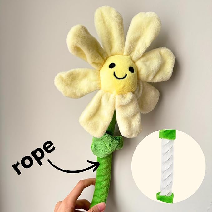 Interactive Puppy Plush Toys - Crinkle Flower Rope Toy, Chew Toys for Teething for Small & Medium Dogs