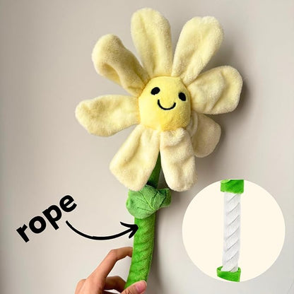 Interactive Puppy Plush Toys - Crinkle Flower Rope Toy, Chew Toys for Teething for Small & Medium Dogs