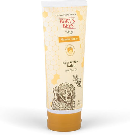 BURT'S BEES FOR PETS Paw & Nose Lotion for Dogs with Manuka Honey and Olive Oil, Soothes Dry Dog Paws -Naturally Derived Ingredients, 6 Oz