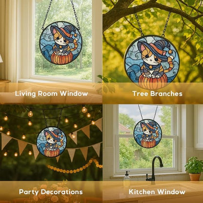 Stained Glass Window Hanging， Butterfly Decor 11.8in Sun Catchers Indoor Window， Core Decor Inside and Outside The Cottage， Beautiful Gifts for Women， Home Decoration Ornaments