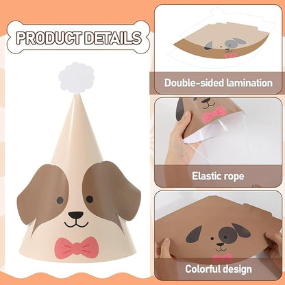 24PCS Pet Dog Birthday Party Hats Cute Puppy Themed Party Cone Hats Colorful Dog Birthday Parties Decorations Costume Headwear for Cosplay Dress Up Puppy Parties Supplies